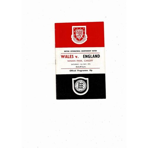 1974 Wales v England British Championship Football Programme @ Cardiff City