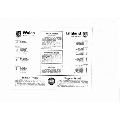 1978 Wales v England British Championship Football Programme @ Cardiff City