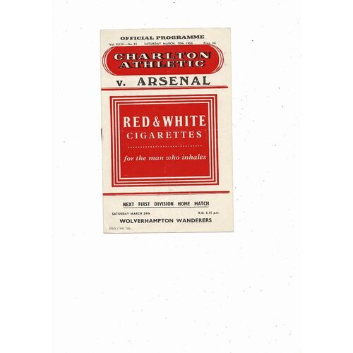 1955/56 Charlton Athletic v Arsenal Football Programme