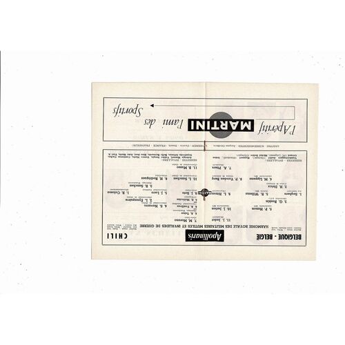 1960 Belgium v Chile International Friendly Football Programme