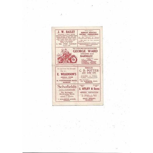 1956/57 Barnsley v Bristol City Football Programme