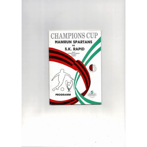 Hamrun Spartans v SK Rapid Vienna European Cup Football Programme 1987/88