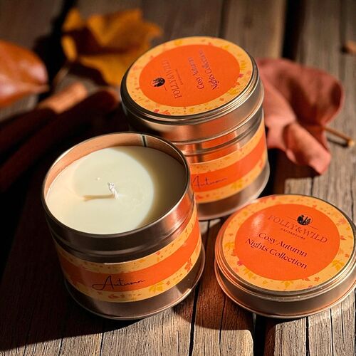 Cosy Autumn Nights Tinned Candle – Autumn Scented Candle