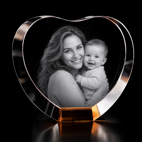 Personalised 3D XXXL Crystal Heart Photo Gift UK – Romantic Laser Engraved Crystal