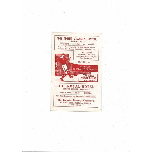 1960/61 Barnsley v Notts County Football Programme