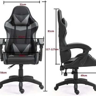 mcc direct Swivel Faux Leather Office Chair Racing Sports Gaming Tilt Computer Desk Chair with Headrest & Lumbar Cushion A