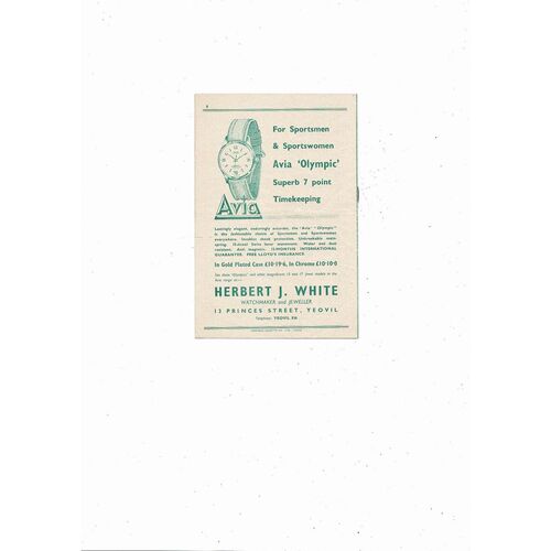 1958/59 Yeovil Town v Colchester United FA Cup Football Programme