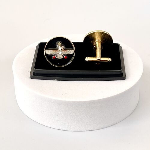 Cufflinks. Farvaher Design. Black with 2 Red Stones.
