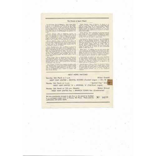 1955/56 West Ham United v Tottenham Hotspur FA Cup Football Programme