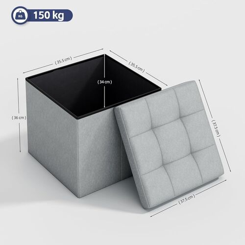 mcc direct Foldable Storage Ottoman, Small Footrest Cube, Storage Bench with Lid, 1 Storage Box for Bedroom & Living Room, 36 cm