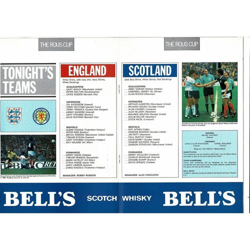 1986 England v Scotland Football Programme