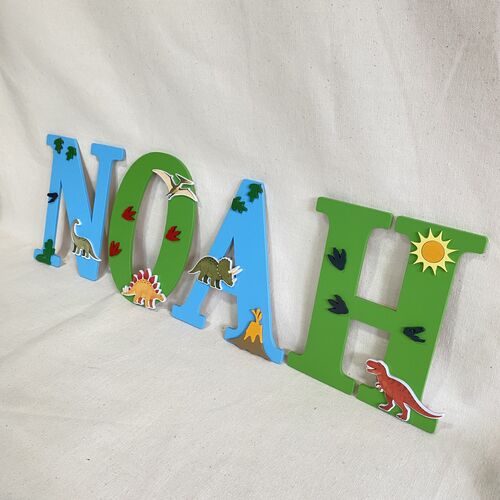 Personalised Dinosaur Name Letters – Kids Bedroom & Nursery Wall Decor
