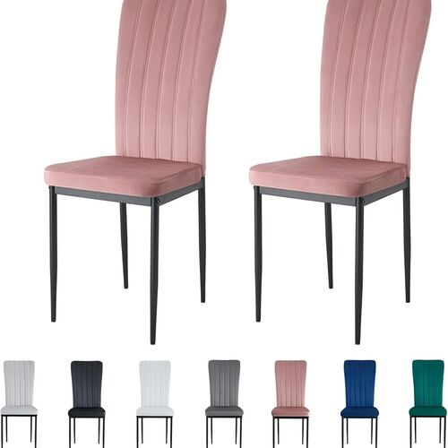 mcc direct Dining Chairs, Velvet High Back Kitchen Chairs with Upholstered Soft Seat and Metal Legs for Home, Office, Dining and Reception - Elle