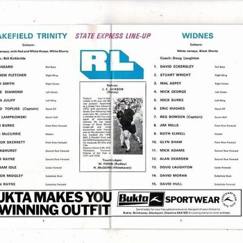 1979 Wakefield Trinity v Widnes Rugby League Challenge Cup Final Programme