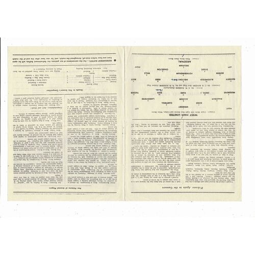 1956/57 West Ham United v Arsenal Southern Floodlight Cup Football Programme