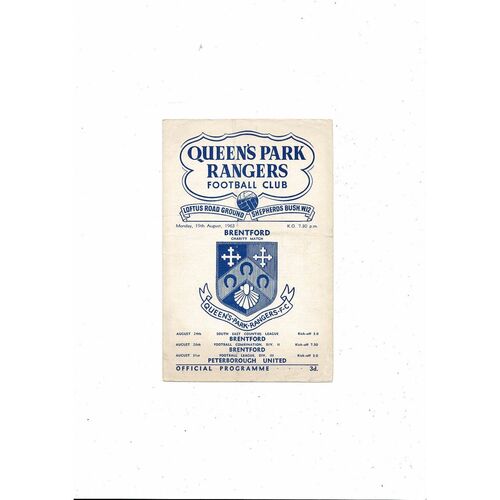 Queens Park Rangers v Brentford Charity Match Football Programme 1963/64