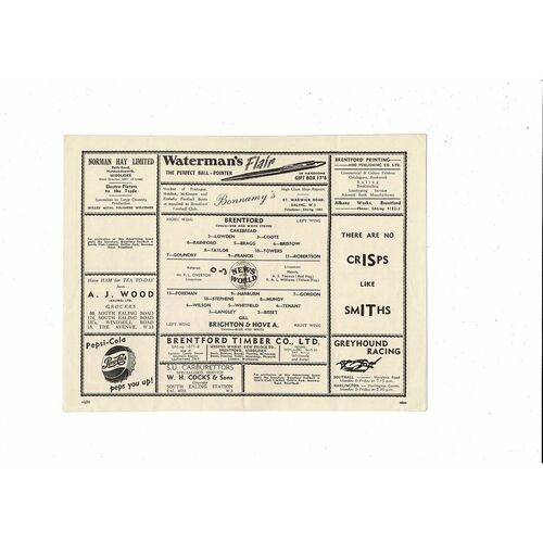 1955/56 Brentford v Brighton Football Programme