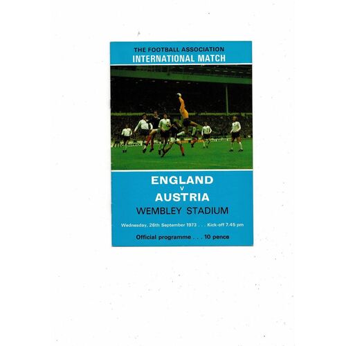 1973 England v Austria Football Programme