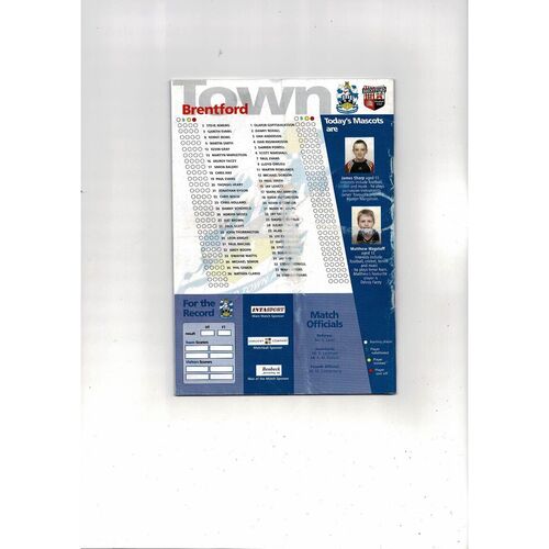 Huddersfield Town v Brentford Play Off Football Programme 2001/02