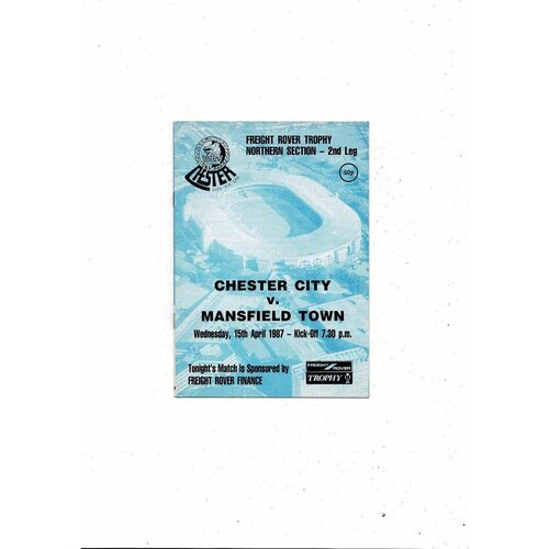 Chester City v Mansfield Town Freight Rover Trophy 1986/87