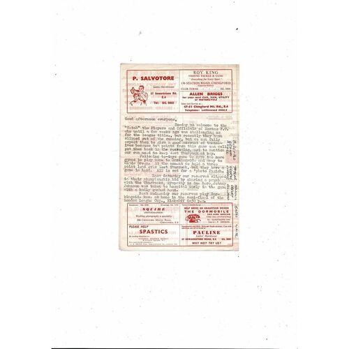 1962/63 Chingford v Hermes London Senior League Football Programme