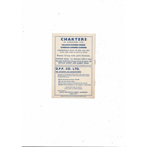1963/64 Aldershot v Tranmere Rovers Football Programme