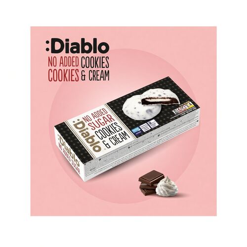 Diablo Diabetic No Added Sugar Cookies & Cream Milk Cream Filling Covered in White Glaze 128g