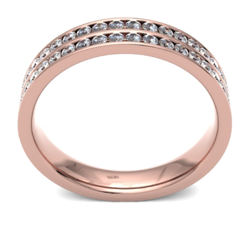 18ct 4mm DIAMOND SET double row round brilliant cut channel