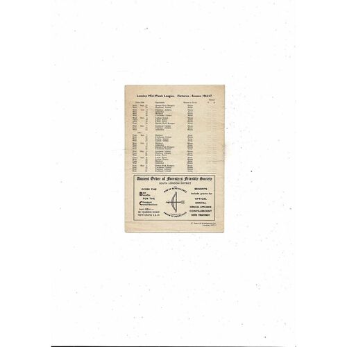 Millwall v Fulham Public Practice Match Football Programme 1966/67