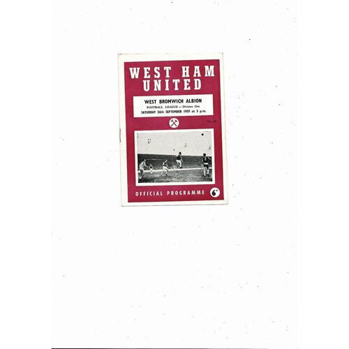 1959/60 West Ham United v West Bromwich Albion Football Programme