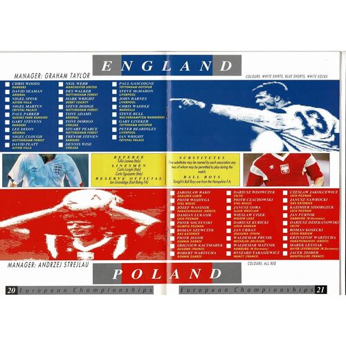 1990 England v Poland Football Programme