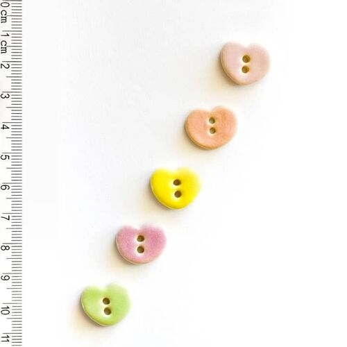 5 Pastel Heart Sewing Buttons by Incomparable Buttons