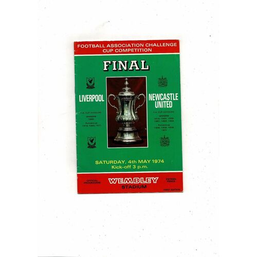 1974 Liverpool v Newcastle United FA Cup Final Football Programme