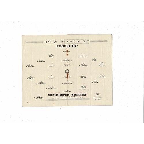 1949 Leicester City v Wolves FA Cup Final Football Programme