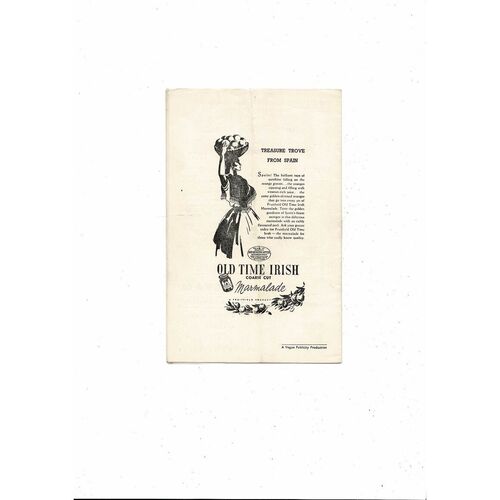 1959/60 Glentoran v Glenavon Football Programme