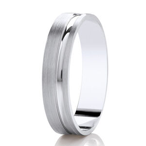 Satin brushed band with contrasting offset bright cut channel