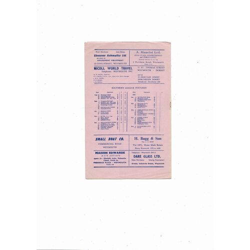 Weymouth v Leyton Orient FA Cup Football Programme 1967/68