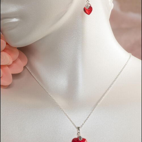 Crystal Heart Necklace & Earring Set