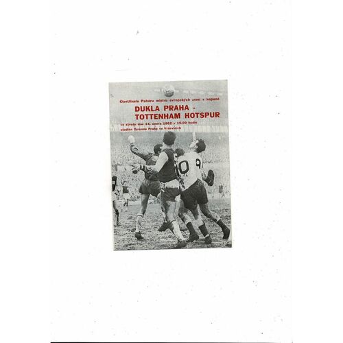 Dukla Prague v Tottenham Hotspur European Cup 1961/62