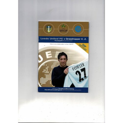 Leeds United v Grasshopper CZ UEFA Cup Football Programme 2001/02
