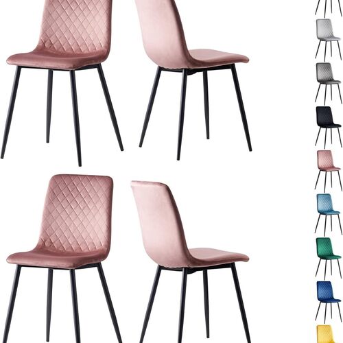 mcc direct Designer Velvet Fabric Dining Chairs Metal Legs Lexi Chairs(Set of 2/Set of 4)
