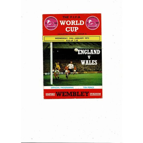 1973 England v Wales World Cup Football Programme