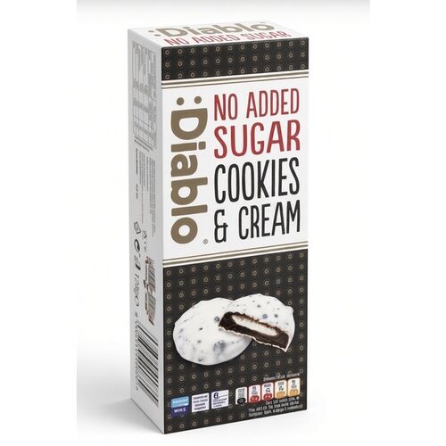 Diablo Diabetic No Added Sugar Cookies & Cream Milk Cream Filling Covered in White Glaze 128g