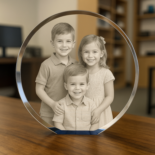 The Super Large 3D Ocean Blue Colour Crystal Circle