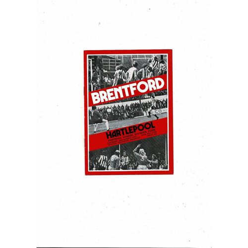 1975/76 Brentford v Hartlepool United Football Programme