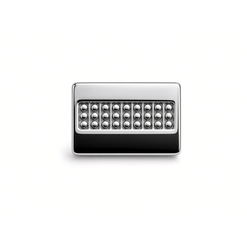 Chrome Rectangular Cufflinks with Bead Grid – 20mm x 8mm (One Pair)