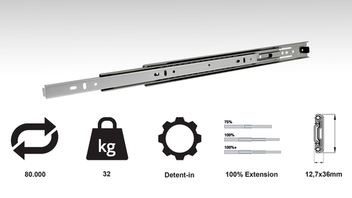 Guide telescopiche a estrazione totale da 32 kg
