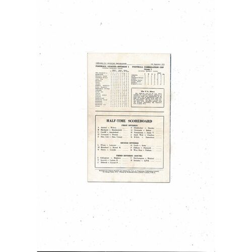 1953/54 Chelsea v Sheffield United Football Programme