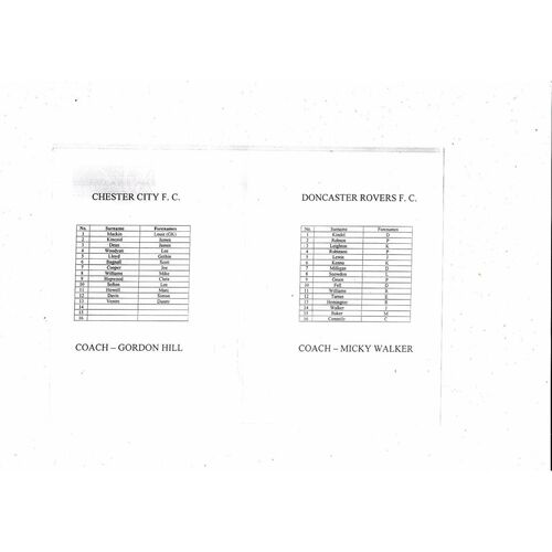 Chester City v Doncaster Rovers FA Youth Cup Football Programme