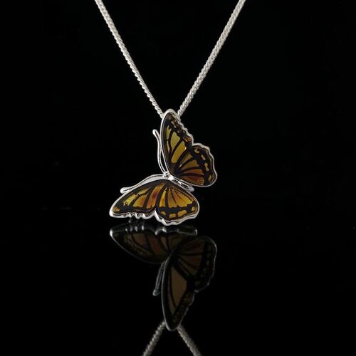 Baltic amber butterfly pendant